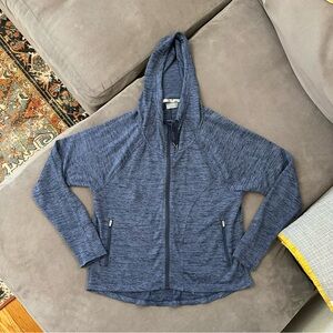 Athleta Full Zip Jacket Blue Hoodie Sweater Drawstring Long Sleeve Women's Small